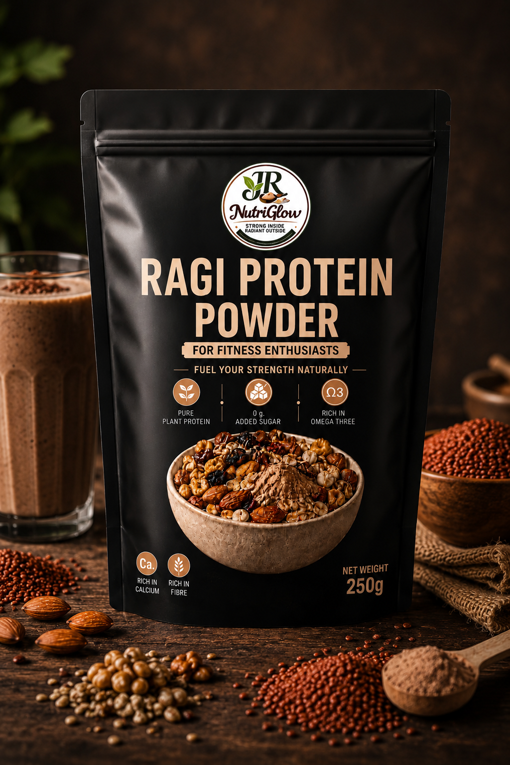JR Nutriglow Ragi Protein Powder – best Protein Powder made with nutrient-rich ragi for daily nutrition and protein intake.