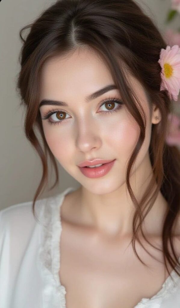 Young woman with healthy-looking skin in a natural beauty portrait.